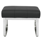 Rectangular Metal Blended Leather Modern Ottoman