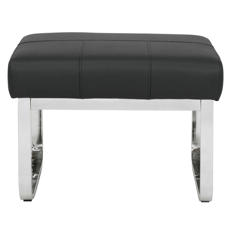Rectangular Metal Blended Leather Modern Ottoman