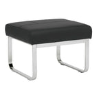 Rectangular Metal Blended Leather Modern Ottoman