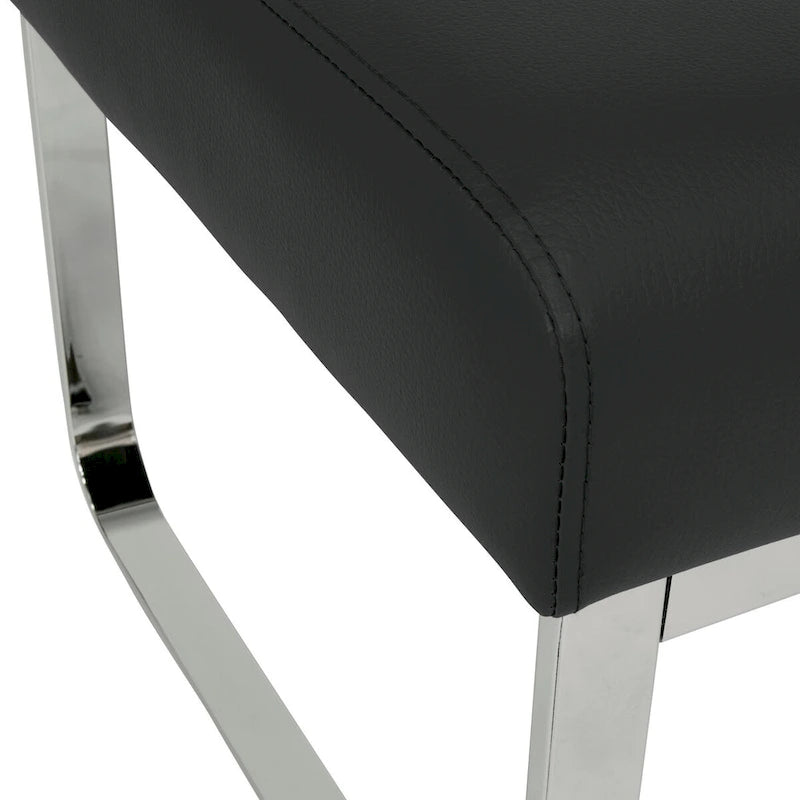 Rectangular Metal Blended Leather Modern Ottoman