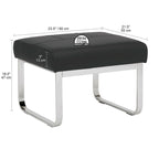 Rectangular Metal Blended Leather Modern Ottoman