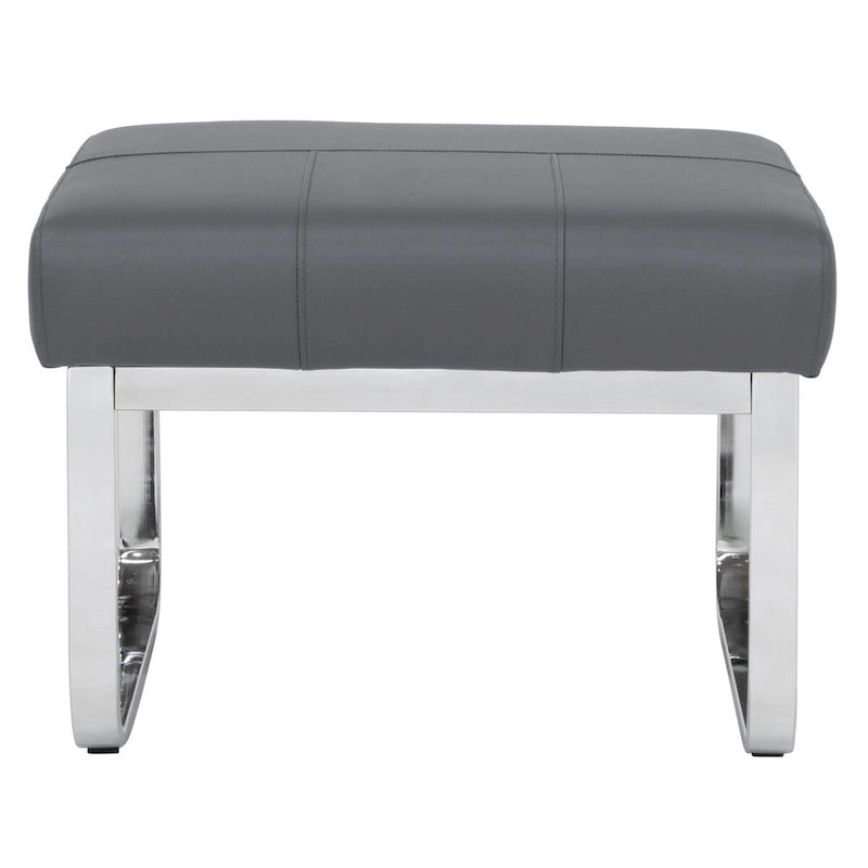Rectangular Metal Blended Leather Modern Ottoman