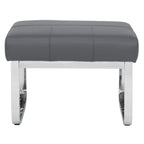 Rectangular Metal Blended Leather Modern Ottoman