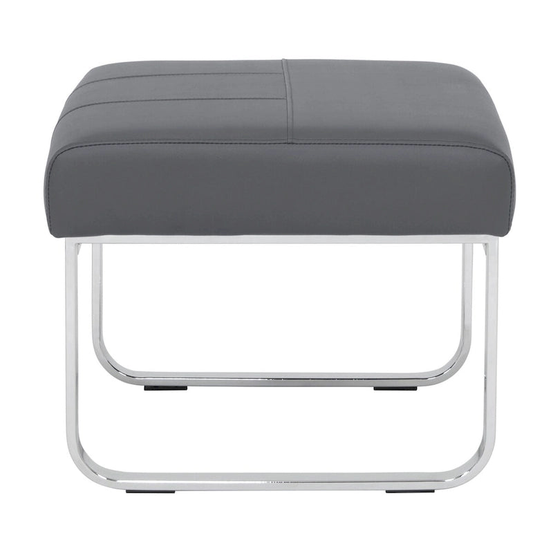 Rectangular Metal Blended Leather Modern Ottoman