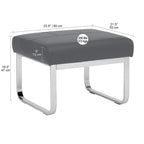 Rectangular Metal Blended Leather Modern Ottoman