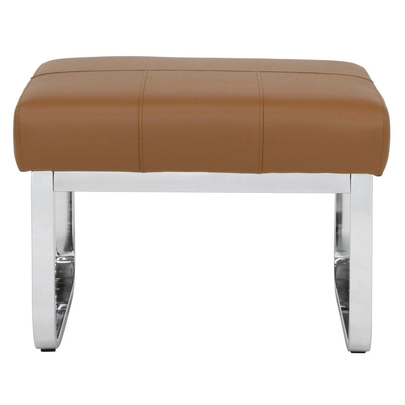 Rectangular Metal Blended Leather Modern Ottoman