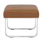 Rectangular Metal Blended Leather Modern Ottoman