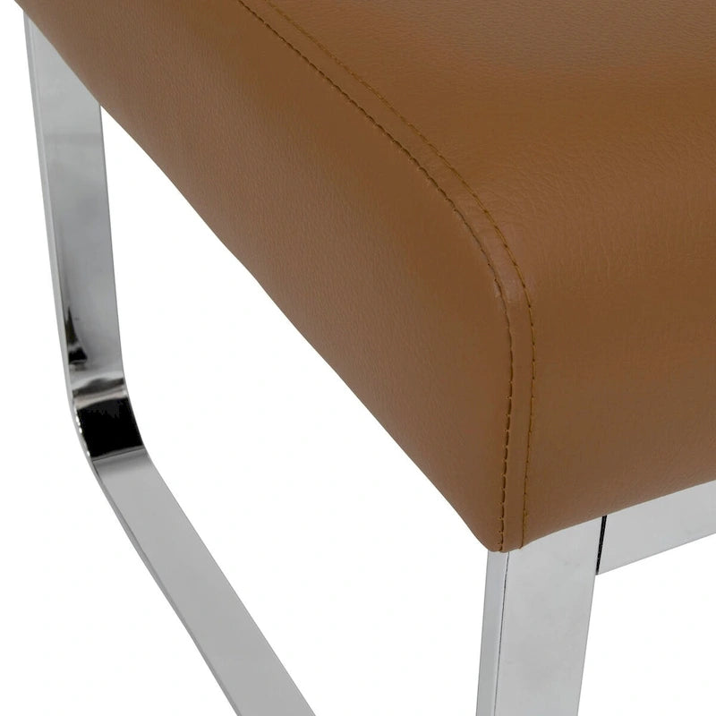 Rectangular Metal Blended Leather Modern Ottoman