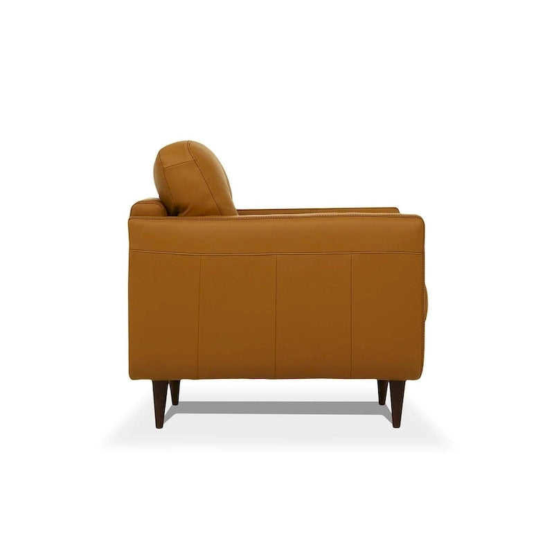83 Orange Leather Sofa with Black Legs - 83
