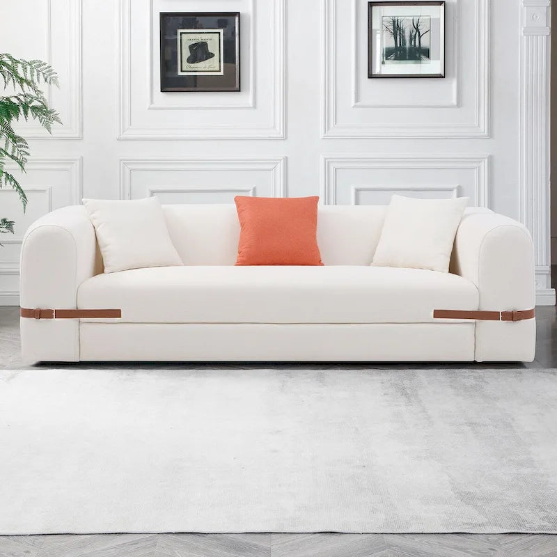 3-Seater Upholstered Sofa Multiple Color Loveseat Couch with Pillows