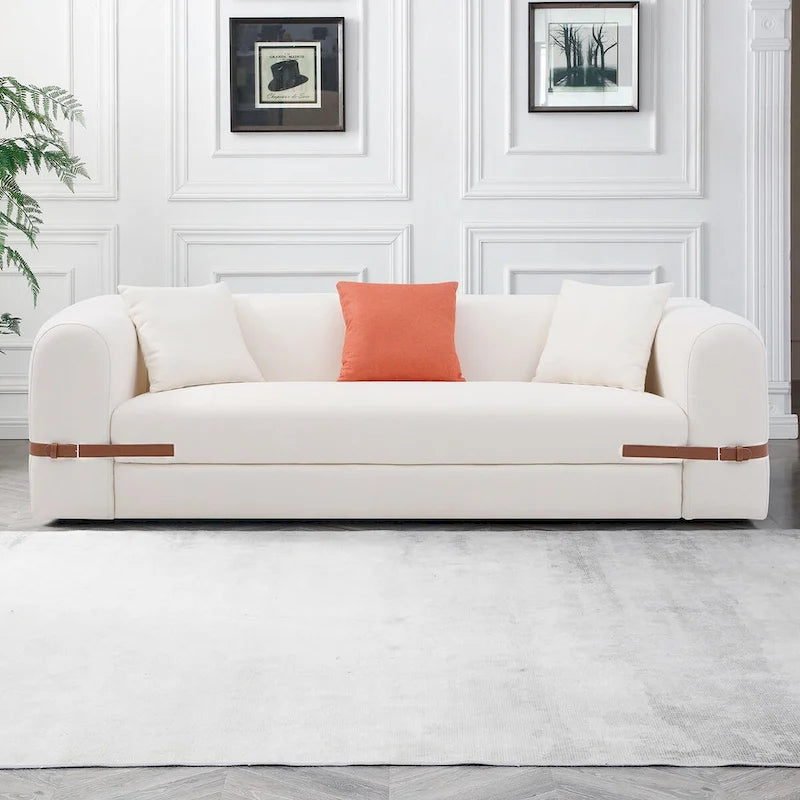 3-Seater Upholstered Sofa Multiple Color Loveseat Couch with Pillows