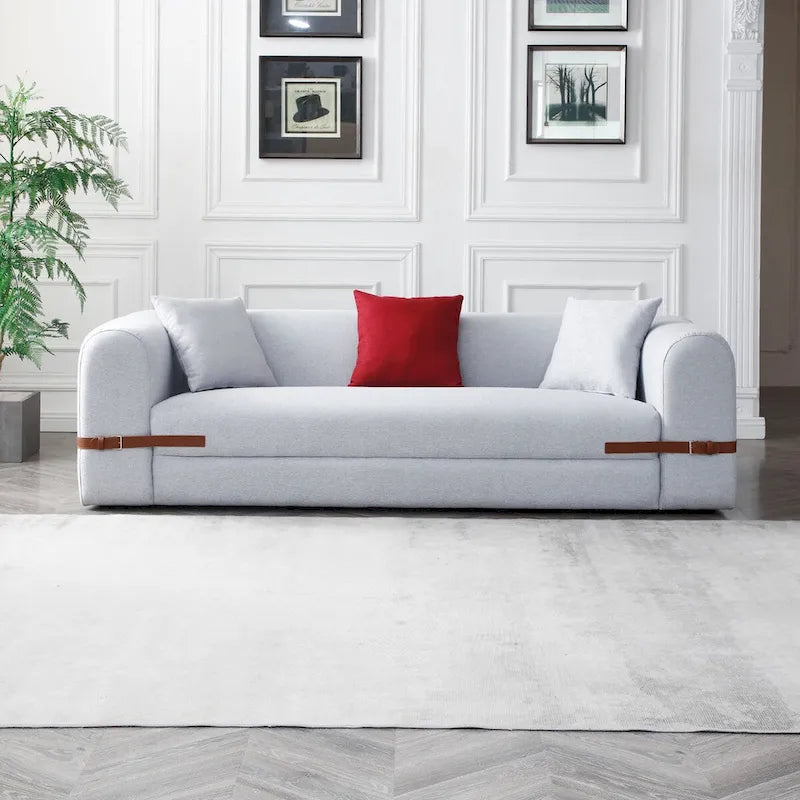 3-Seater Upholstered Sofa Multiple Color Loveseat Couch with Pillows