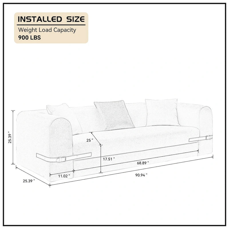 3-Seater Upholstered Sofa Multiple Color Loveseat Couch with Pillows