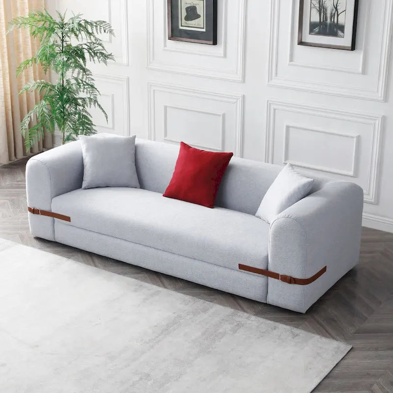 3-Seater Upholstered Sofa Multiple Color Loveseat Couch with Pillows