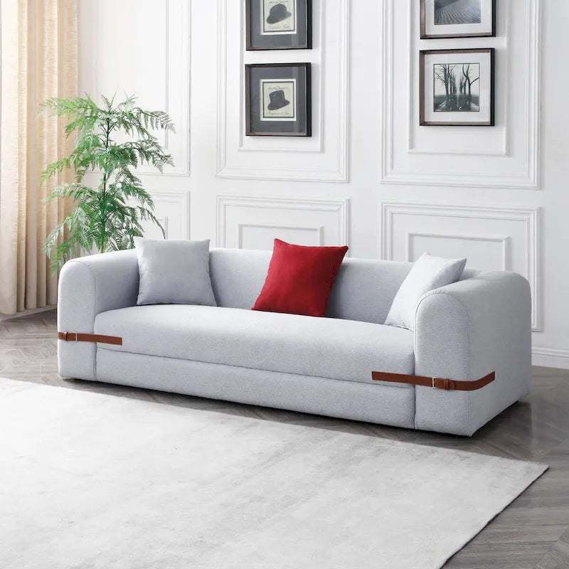 3-Seater Upholstered Sofa Multiple Color Loveseat Couch with Pillows