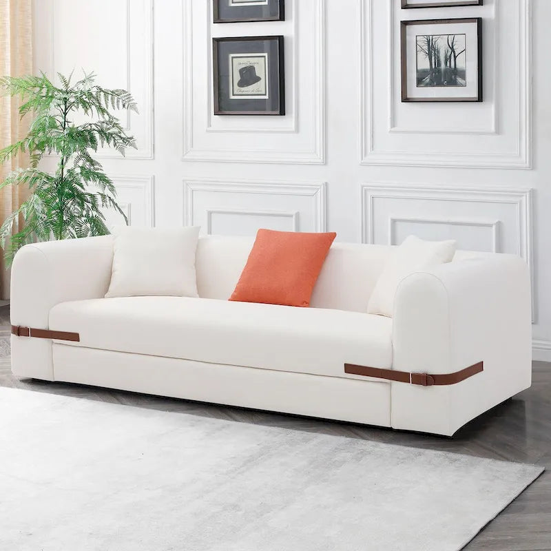 3-Seater Upholstered Sofa Multiple Color Loveseat Couch with Pillows