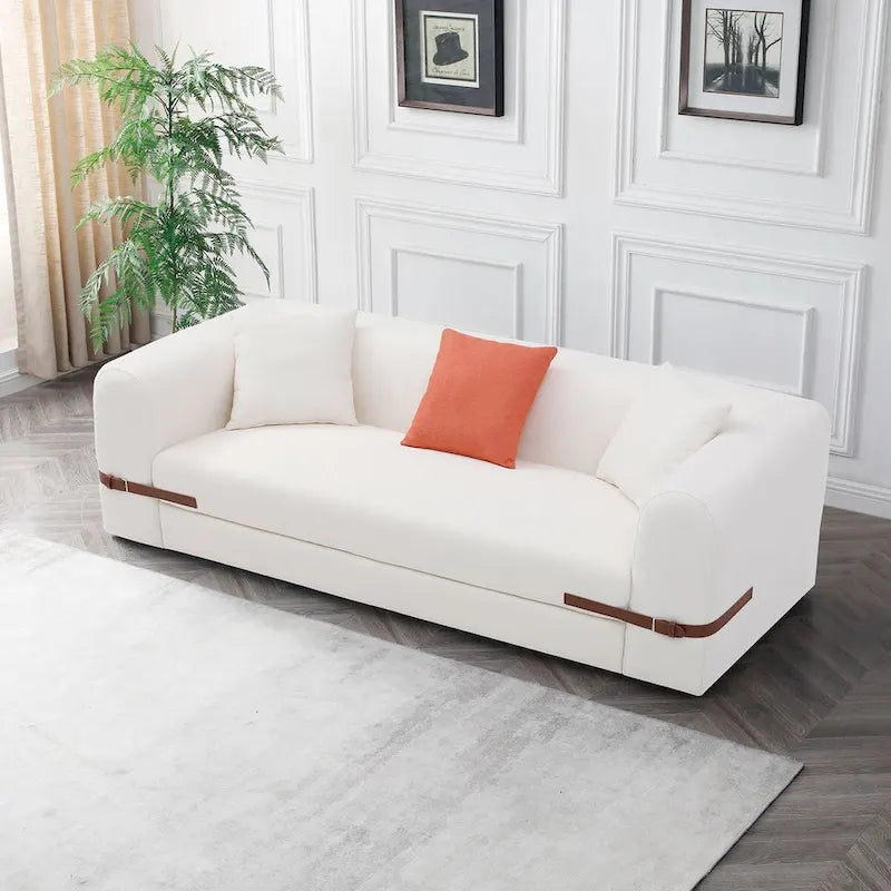 3-Seater Upholstered Sofa Multiple Color Loveseat Couch with Pillows