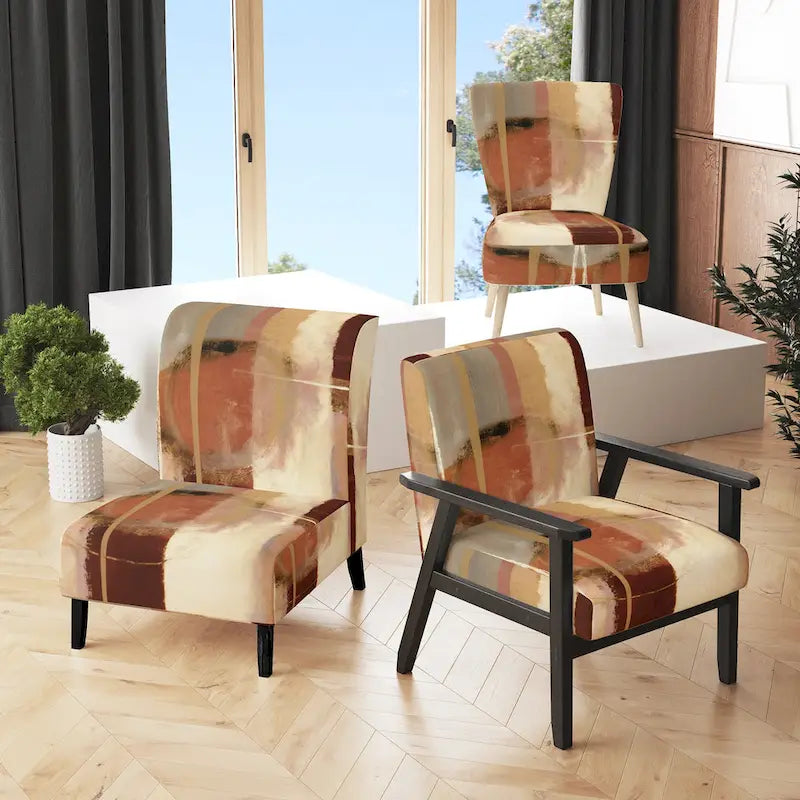 Upholstered Abstract Accent Chair and Modern and Contemporary Armchair