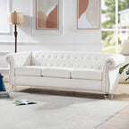 Upholstered Rolled Arm Chesterfield 3-Seater Sofa