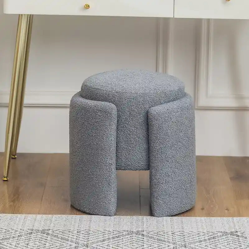 Round Ottoman Teddy Foot Stool for Living Room Bedroom