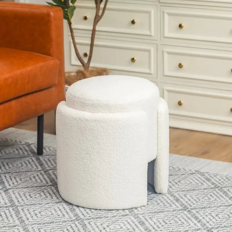 Round Ottoman Teddy Foot Stool for Living Room Bedroom