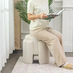 Round Ottoman Teddy Foot Stool for Living Room Bedroom