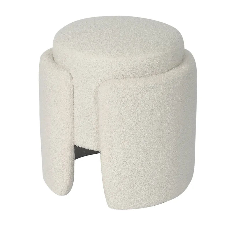 Round Ottoman Teddy Foot Stool for Living Room Bedroom