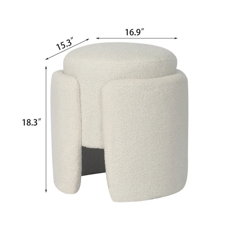 Round Ottoman Teddy Foot Stool for Living Room Bedroom