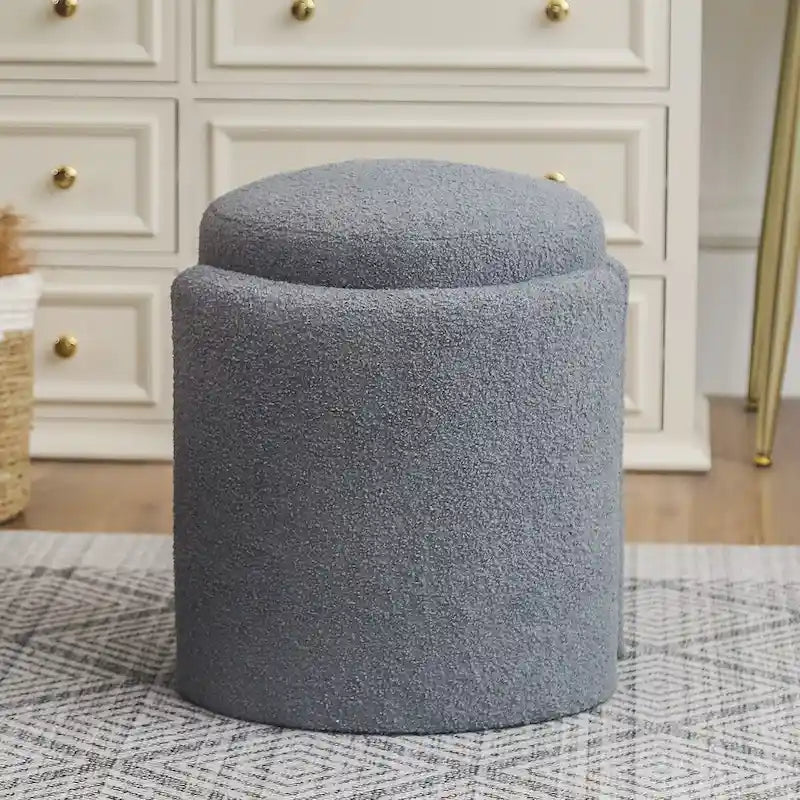 Round Ottoman Teddy Foot Stool for Living Room Bedroom