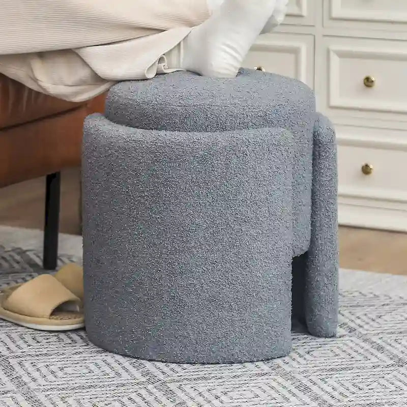 Round Ottoman Teddy Foot Stool for Living Room Bedroom