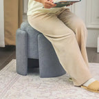 Round Ottoman Teddy Foot Stool for Living Room Bedroom