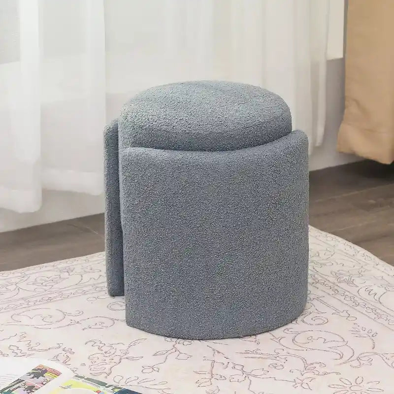 Round Ottoman Teddy Foot Stool for Living Room Bedroom