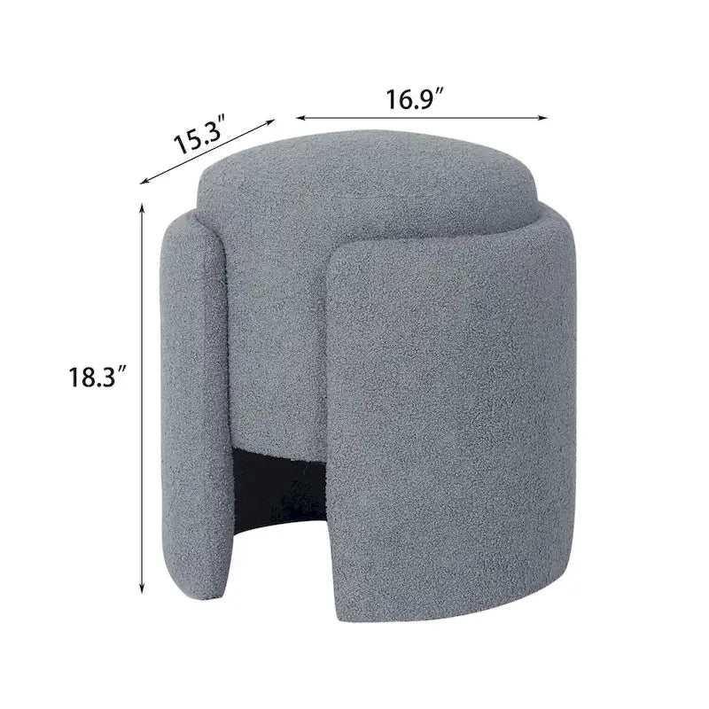Round Ottoman Teddy Foot Stool for Living Room Bedroom
