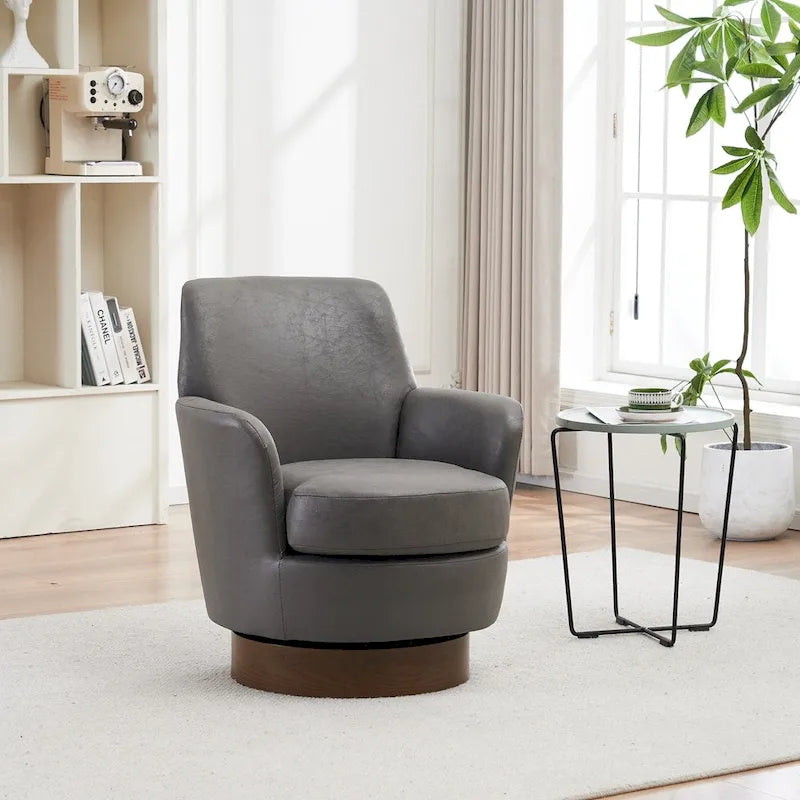 PU Leather Swivel Barrel Chair
