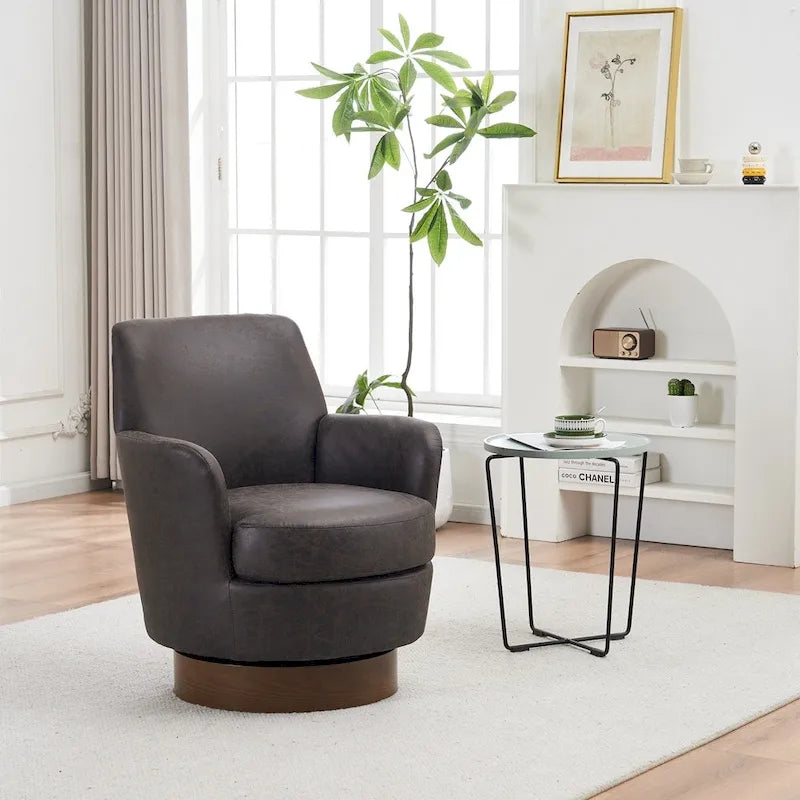 PU Leather Swivel Barrel Chair
