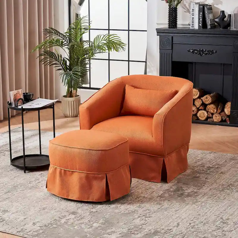 Swivel Barrel Chair with Ottoman, Swivel Accent Chairs Armchair for Living Room