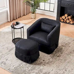 Swivel Barrel Chair with Ottoman, Swivel Accent Chairs Armchair for Living Room