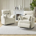 Modern 38 Power Rocking Swivel Nursery Recliner with USB Ports Set of 2