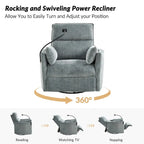 Modern 38 Power Rocking Swivel Nursery Recliner with USB Ports Set of 2