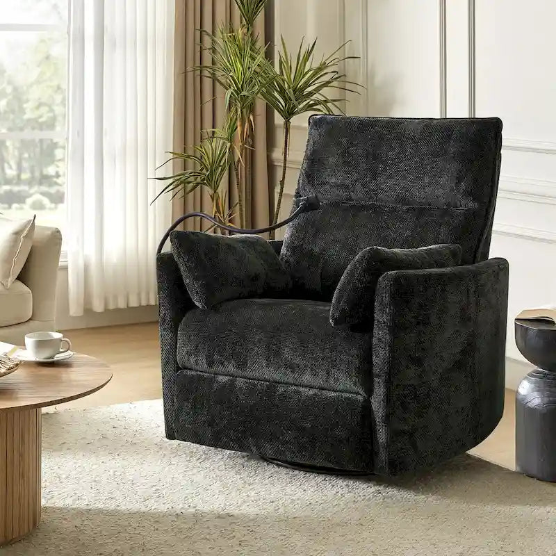 Modern 38 Power Rocking Swivel Nursery Recliner with USB Ports Set of 2