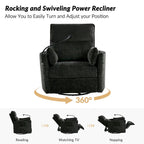 Modern 38 Power Rocking Swivel Nursery Recliner with USB Ports Set of 2