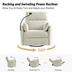 Modern 38 Power Rocking Swivel Nursery Recliner with USB Ports Set of 2