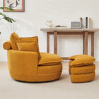 Oversized Swivel Chair with Moon Storage Ottoman with 4 Pillows