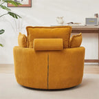 Oversized Swivel Chair with Moon Storage Ottoman with 4 Pillows