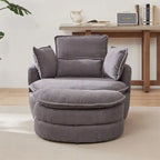 Oversized Swivel Chair with Moon Storage Ottoman with 4 Pillows