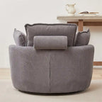 Oversized Swivel Chair with Moon Storage Ottoman with 4 Pillows