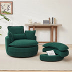 Oversized Swivel Chair with Moon Storage Ottoman with 4 Pillows