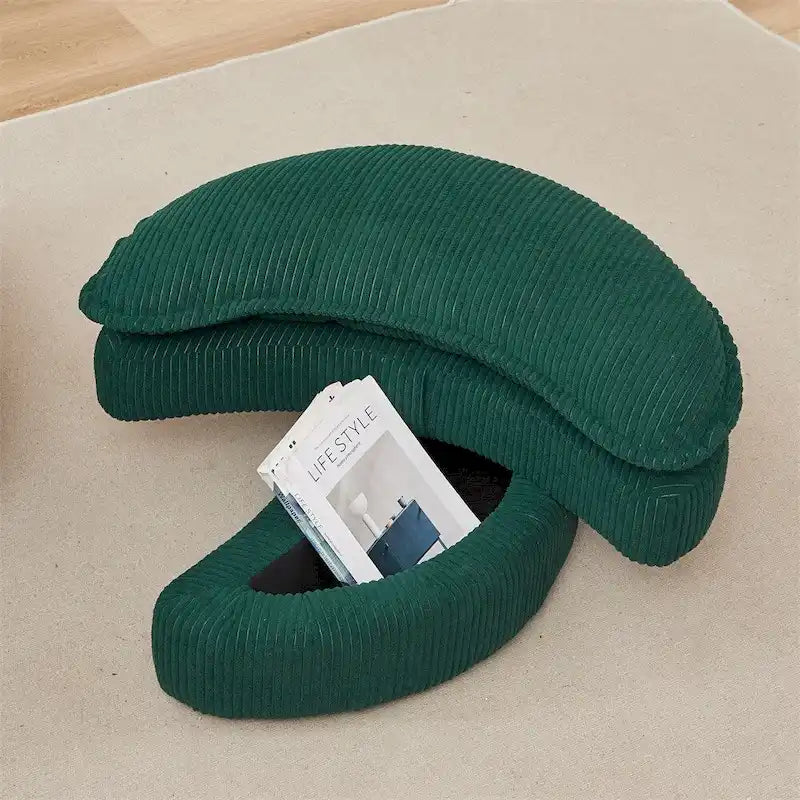 Oversized Swivel Chair with Moon Storage Ottoman with 4 Pillows