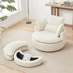 Oversized Swivel Chair with Moon Storage Ottoman with 4 Pillows