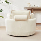 Oversized Swivel Chair with Moon Storage Ottoman with 4 Pillows